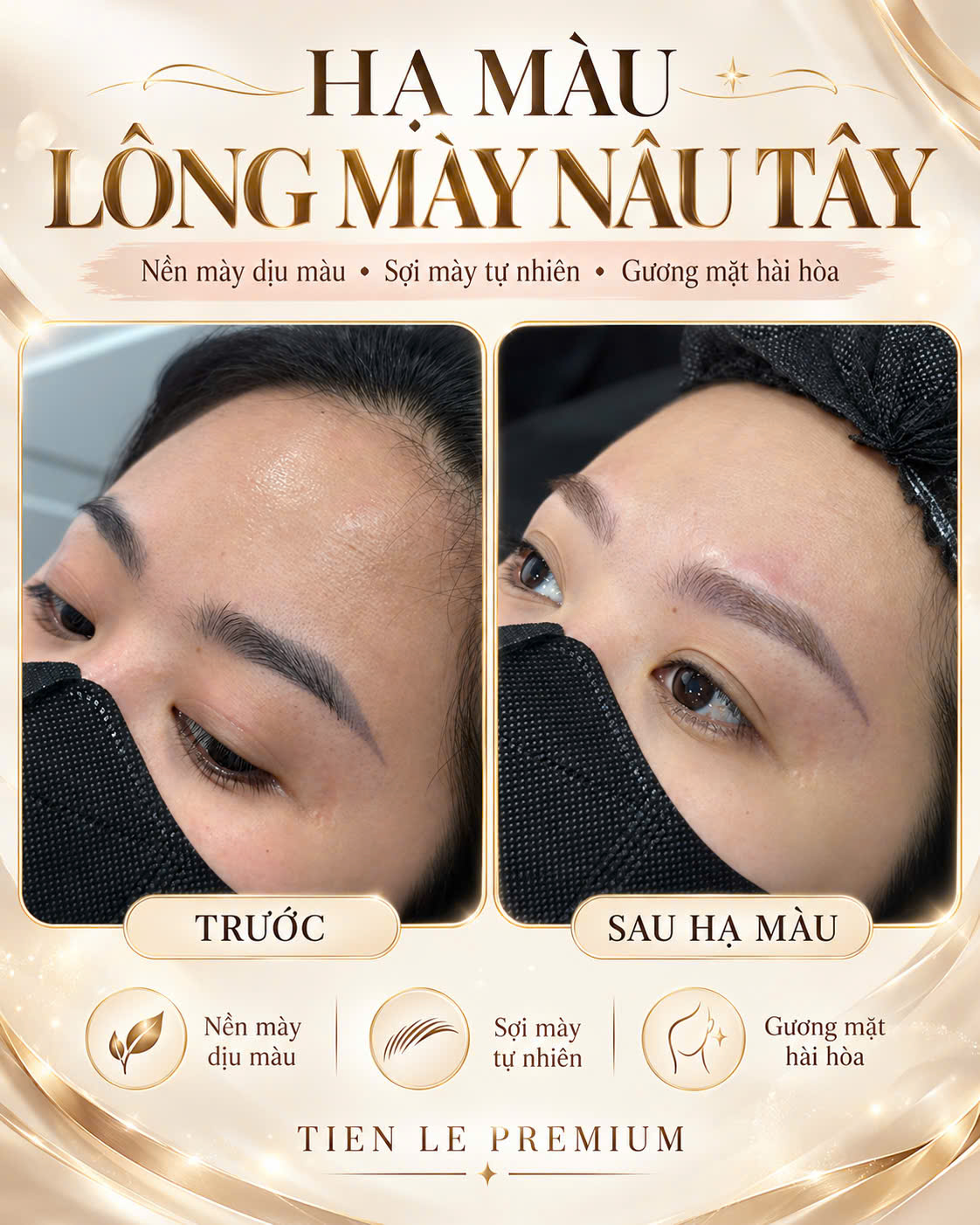 Trước sau hạ màu lông mày nâu Tây tại Tiên Lê Prenium